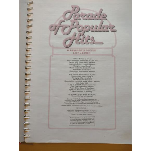 Song Book Sheet Music Readers Digest Parade Of Popular Hit Songs 1989 Hardcover - Picture 2 of 7